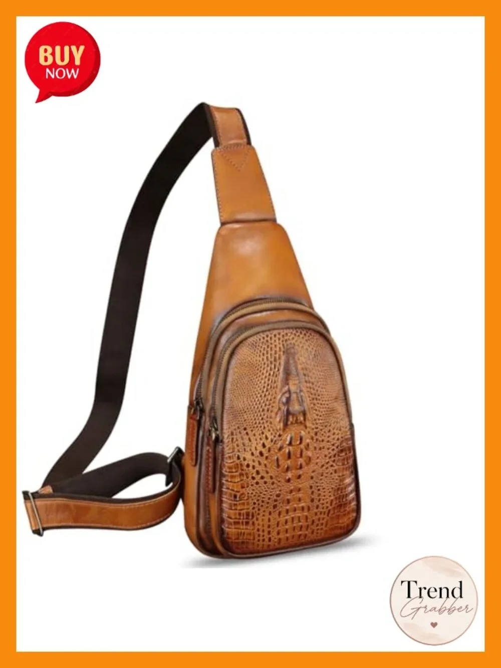 Genuine Leather Sling Bag Crossbody Backpack Adjustable Strap
